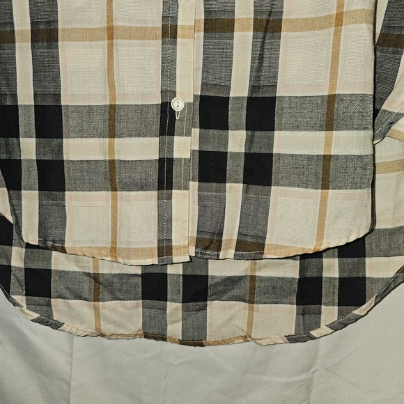 Sanctuary Plaid Button Down Shirt - Black and Tan Wide Cuff Classic Sm - Picture 5 of 6